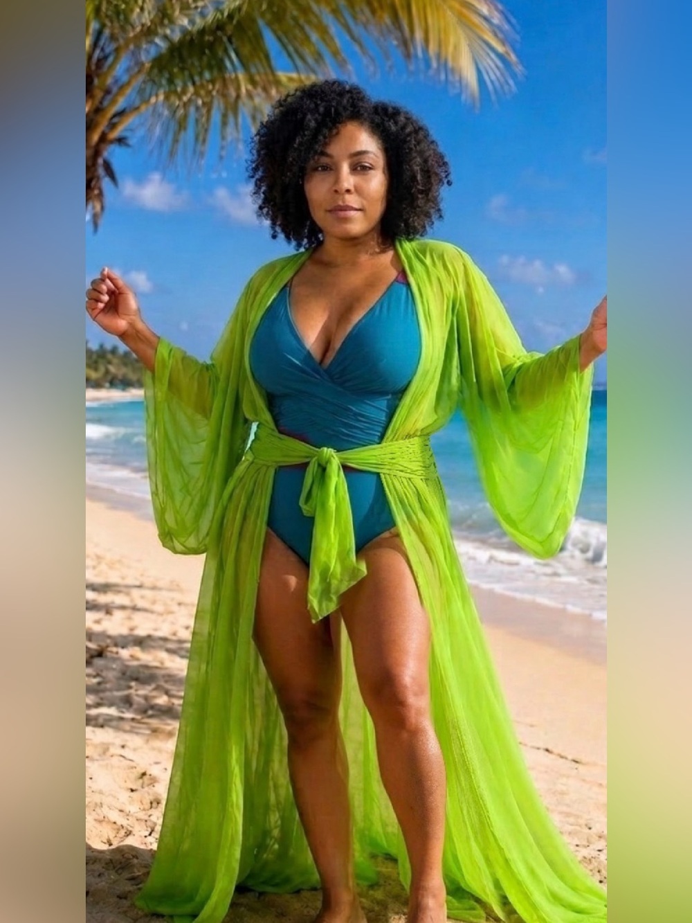 Lime Green Sheer kimono